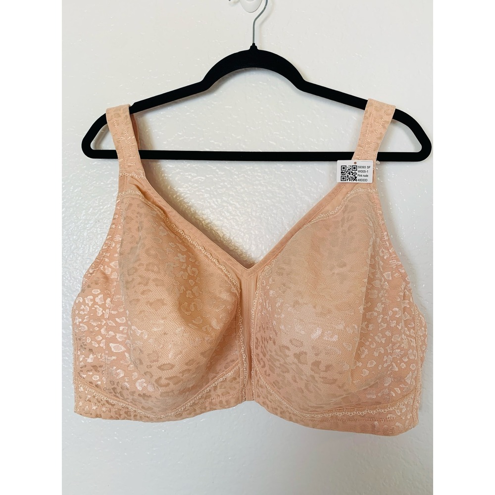 Deyllo Full Coverage Bra Women 48DDD Pink Nude Leopard Jacquard Lace Unlined NEW